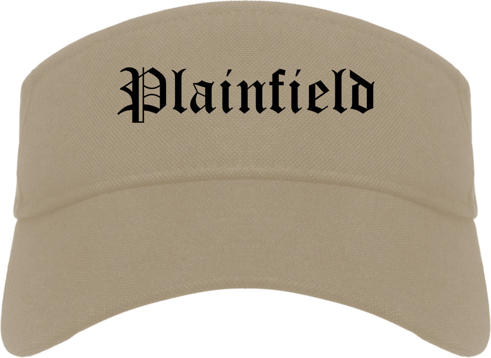 Plainfield Illinois IL Old English Mens Visor Cap Hat Khaki