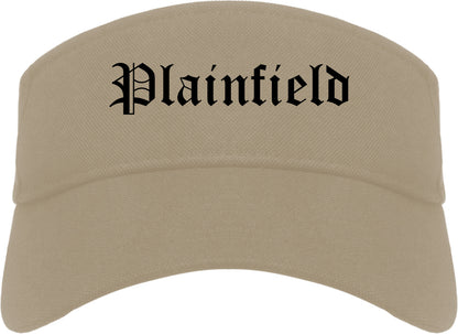 Plainfield Illinois IL Old English Mens Visor Cap Hat Khaki