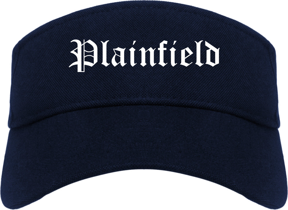 Plainfield Illinois IL Old English Mens Visor Cap Hat Navy Blue