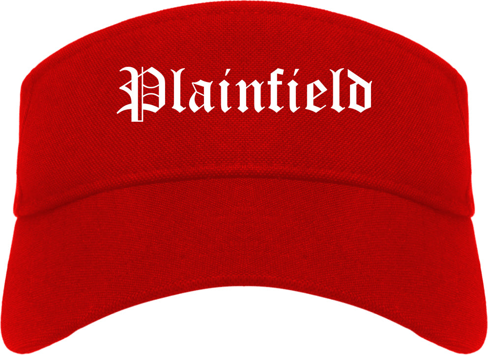 Plainfield Illinois IL Old English Mens Visor Cap Hat Red