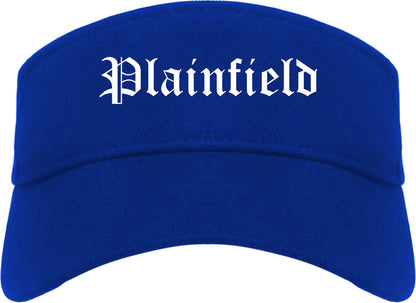 Plainfield Illinois IL Old English Mens Visor Cap Hat Royal Blue
