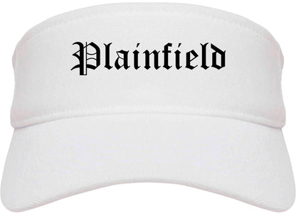 Plainfield Illinois IL Old English Mens Visor Cap Hat White