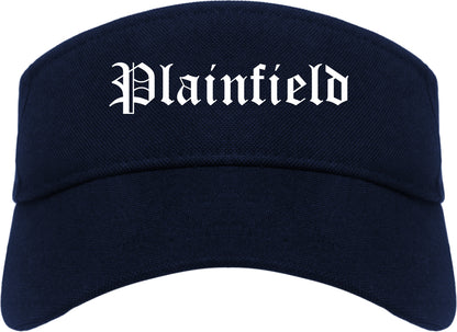 Plainfield Indiana IN Old English Mens Visor Cap Hat Navy Blue