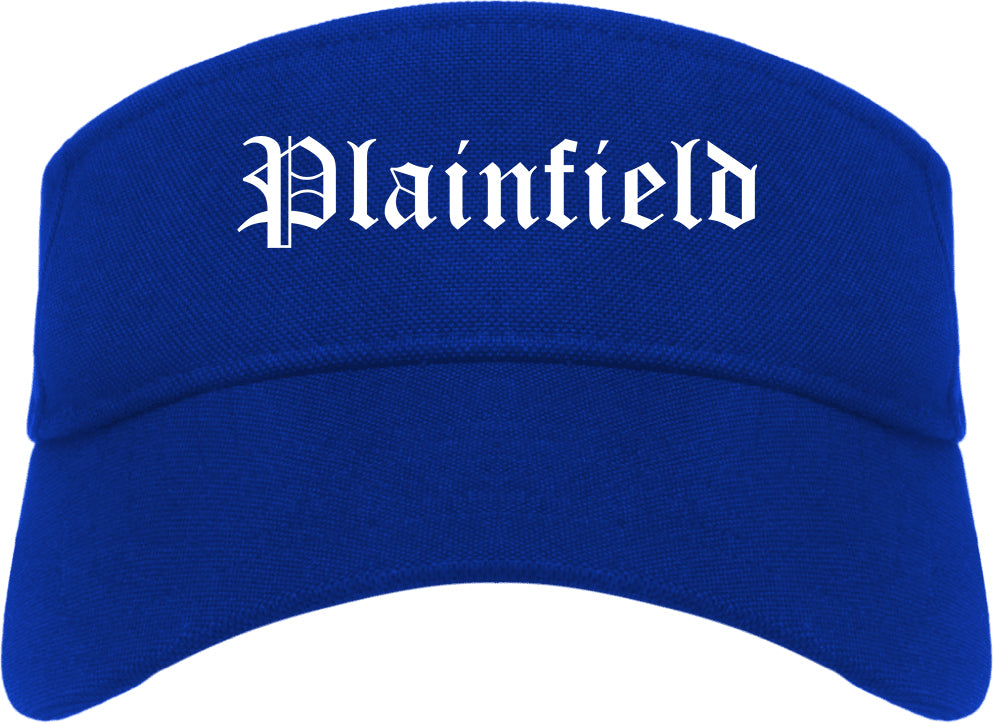Plainfield Indiana IN Old English Mens Visor Cap Hat Royal Blue