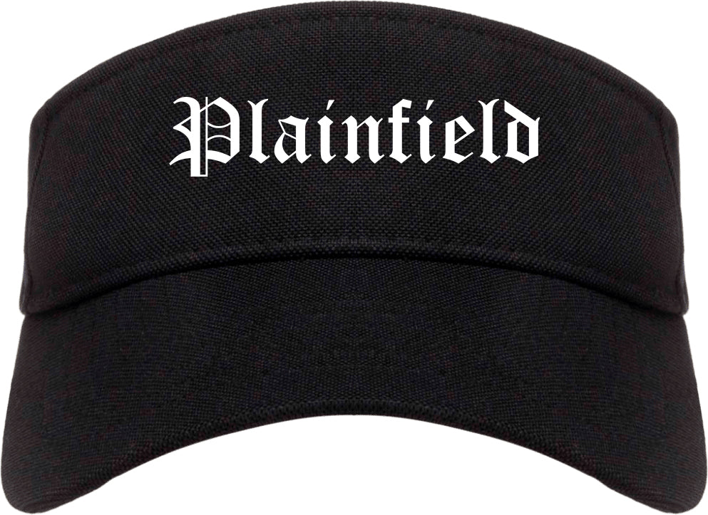 Plainfield New Jersey NJ Old English Mens Visor Cap Hat Black
