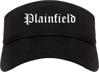 Plainfield New Jersey NJ Old English Mens Visor Cap Hat Black