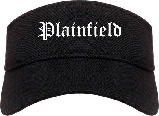 Plainfield New Jersey NJ Old English Mens Visor Cap Hat Black