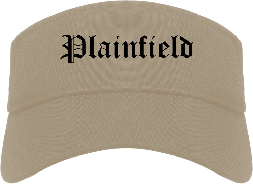 Plainfield New Jersey NJ Old English Mens Visor Cap Hat Khaki