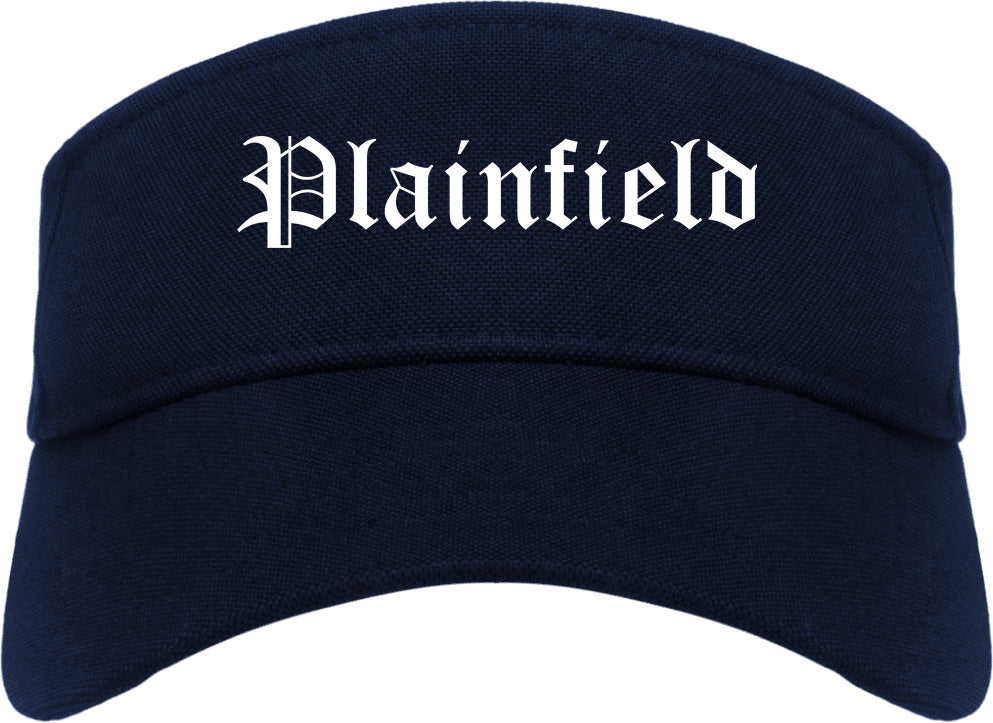 Plainfield New Jersey NJ Old English Mens Visor Cap Hat Navy Blue