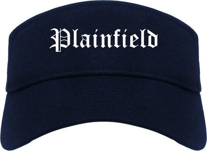 Plainfield New Jersey NJ Old English Mens Visor Cap Hat Navy Blue