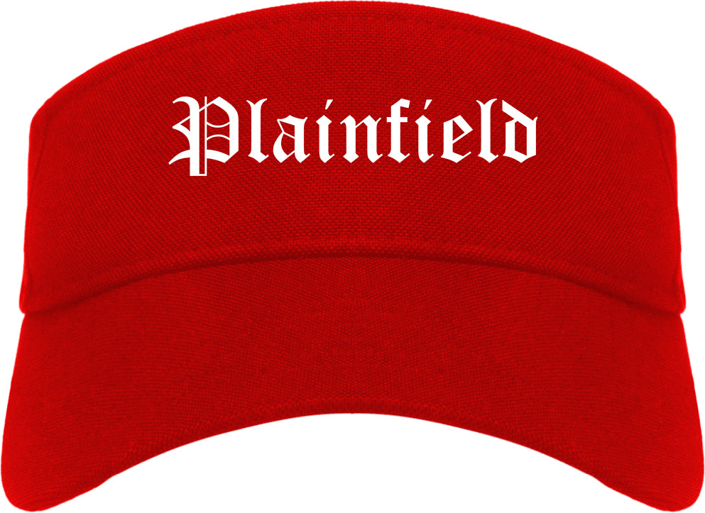 Plainfield New Jersey NJ Old English Mens Visor Cap Hat Red