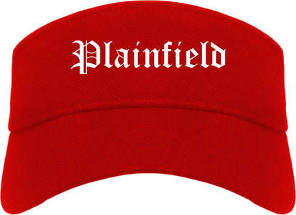 Plainfield New Jersey NJ Old English Mens Visor Cap Hat Red