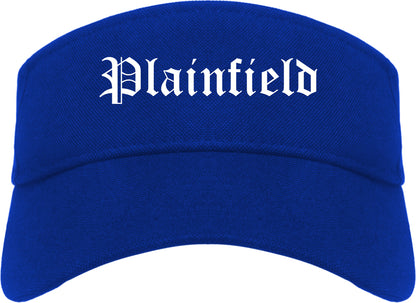 Plainfield New Jersey NJ Old English Mens Visor Cap Hat Royal Blue