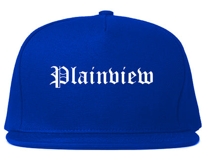 Plainview Texas TX Old English Mens Snapback Hat Royal Blue