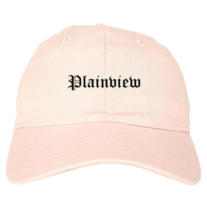 Plainview Texas TX Old English Mens Dad Hat Baseball Cap Pink