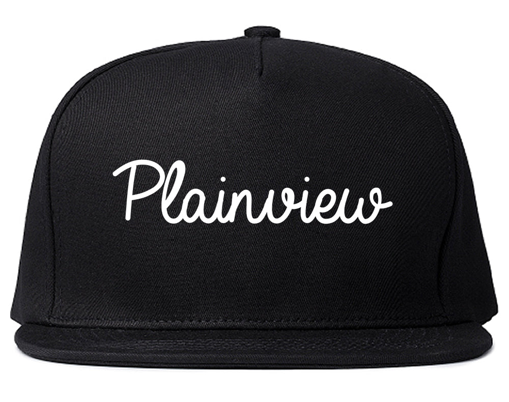 Plainview Texas TX Script Mens Snapback Hat Black