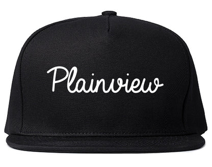 Plainview Texas TX Script Mens Snapback Hat Black