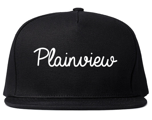 Plainview Texas TX Script Mens Snapback Hat Black