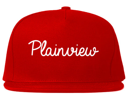 Plainview Texas TX Script Mens Snapback Hat Red