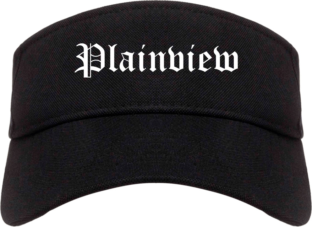 Plainview Texas TX Old English Mens Visor Cap Hat Black