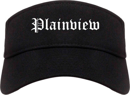 Plainview Texas TX Old English Mens Visor Cap Hat Black