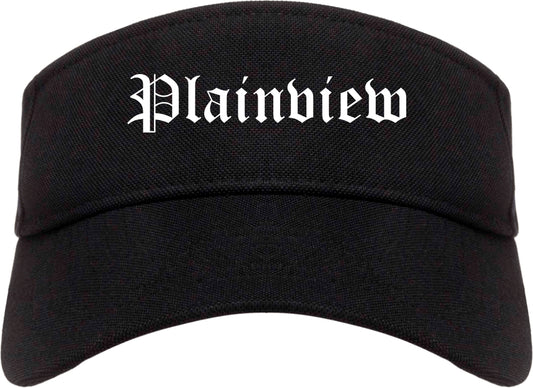 Plainview Texas TX Old English Mens Visor Cap Hat Black
