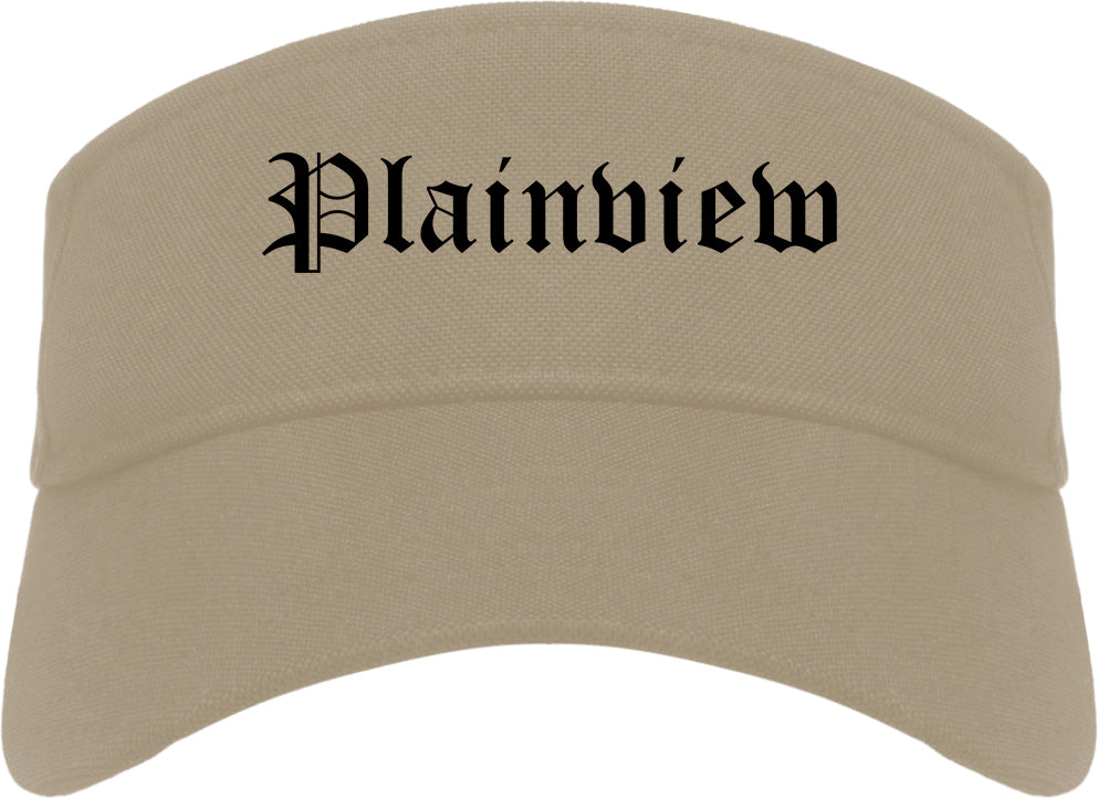 Plainview Texas TX Old English Mens Visor Cap Hat Khaki