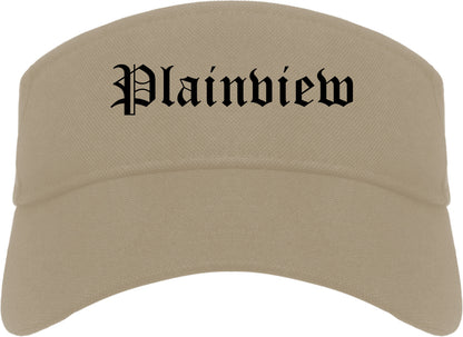 Plainview Texas TX Old English Mens Visor Cap Hat Khaki