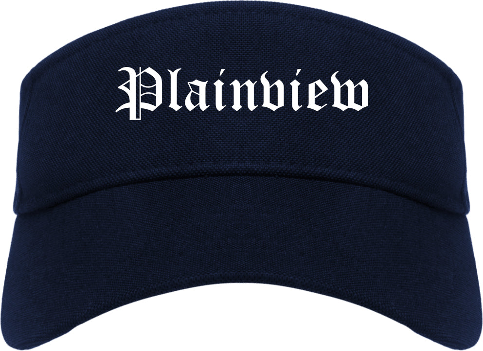 Plainview Texas TX Old English Mens Visor Cap Hat Navy Blue