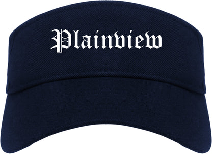 Plainview Texas TX Old English Mens Visor Cap Hat Navy Blue