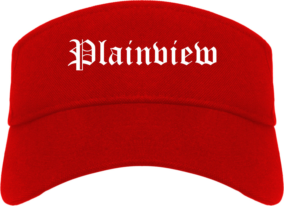 Plainview Texas TX Old English Mens Visor Cap Hat Red