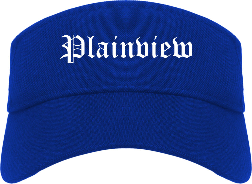 Plainview Texas TX Old English Mens Visor Cap Hat Royal Blue