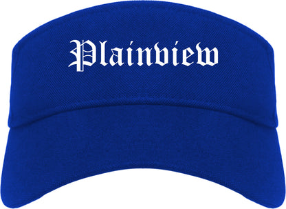 Plainview Texas TX Old English Mens Visor Cap Hat Royal Blue