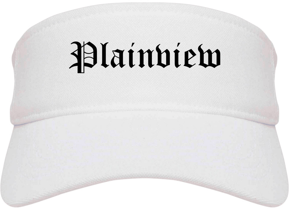 Plainview Texas TX Old English Mens Visor Cap Hat White