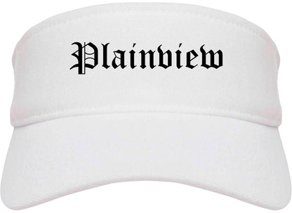 Plainview Texas TX Old English Mens Visor Cap Hat White