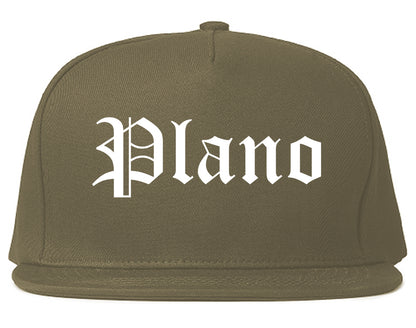 Plano Illinois IL Old English Mens Snapback Hat Grey