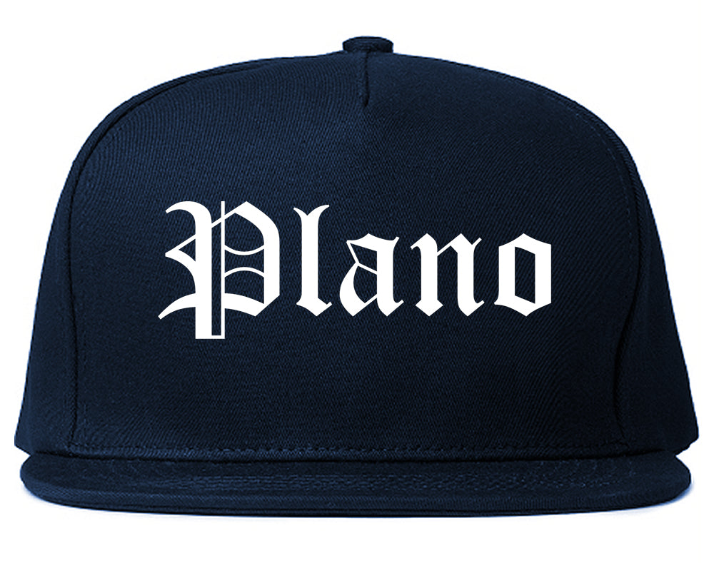 Plano Illinois IL Old English Mens Snapback Hat Navy Blue