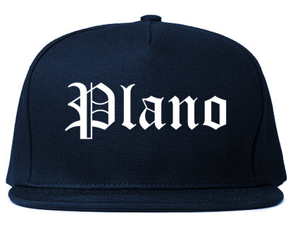 Plano Illinois IL Old English Mens Snapback Hat Navy Blue