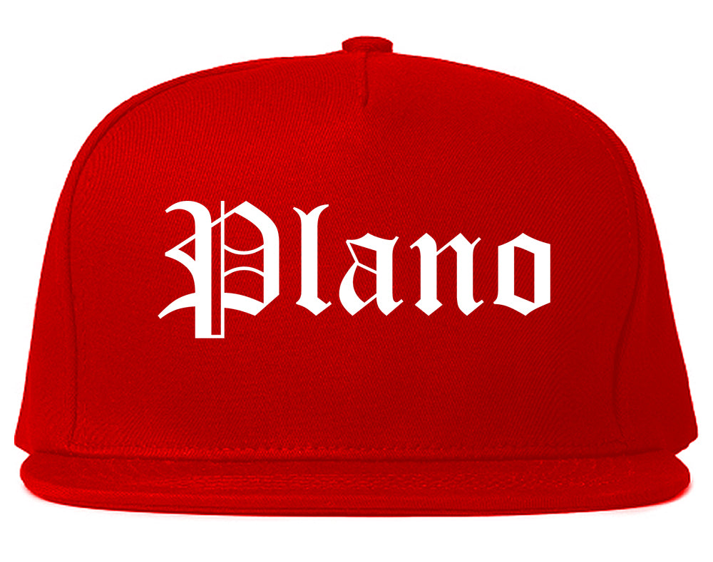Plano Illinois IL Old English Mens Snapback Hat Red