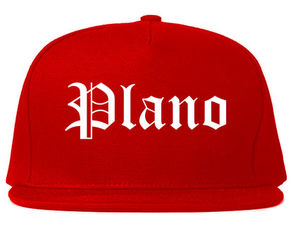 Plano Illinois IL Old English Mens Snapback Hat Red