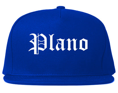 Plano Illinois IL Old English Mens Snapback Hat Royal Blue