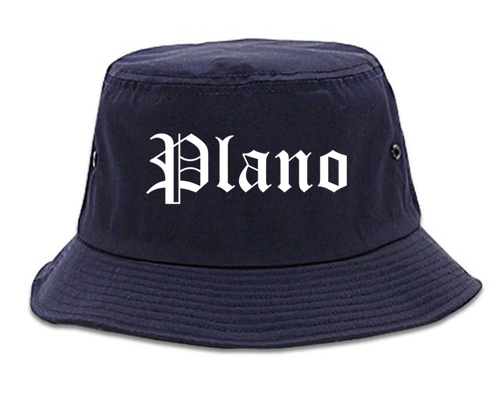 Plano Illinois IL Old English Mens Bucket Hat Navy Blue