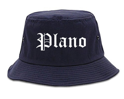 Plano Illinois IL Old English Mens Bucket Hat Navy Blue