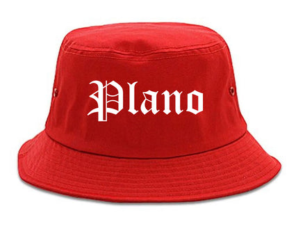 Plano Illinois IL Old English Mens Bucket Hat Red