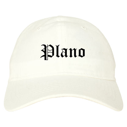 Plano Illinois IL Old English Mens Dad Hat Baseball Cap White