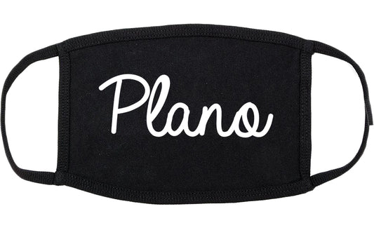 Plano Illinois IL Script Cotton Face Mask Black