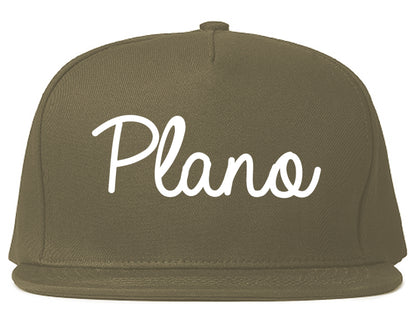 Plano Illinois IL Script Mens Snapback Hat Grey