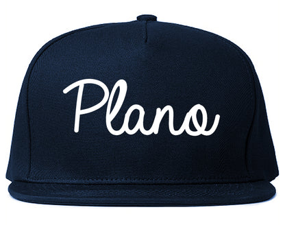 Plano Illinois IL Script Mens Snapback Hat Navy Blue