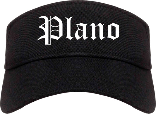 Plano Illinois IL Old English Mens Visor Cap Hat Black