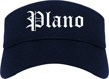 Plano Illinois IL Old English Mens Visor Cap Hat Navy Blue